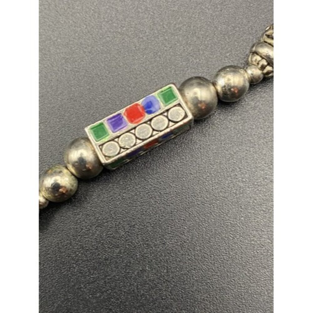 Boho Silver Tone Multi Color Cabochon Necklace Dangle Earring Set Tribal Style - Picture 6 of 10